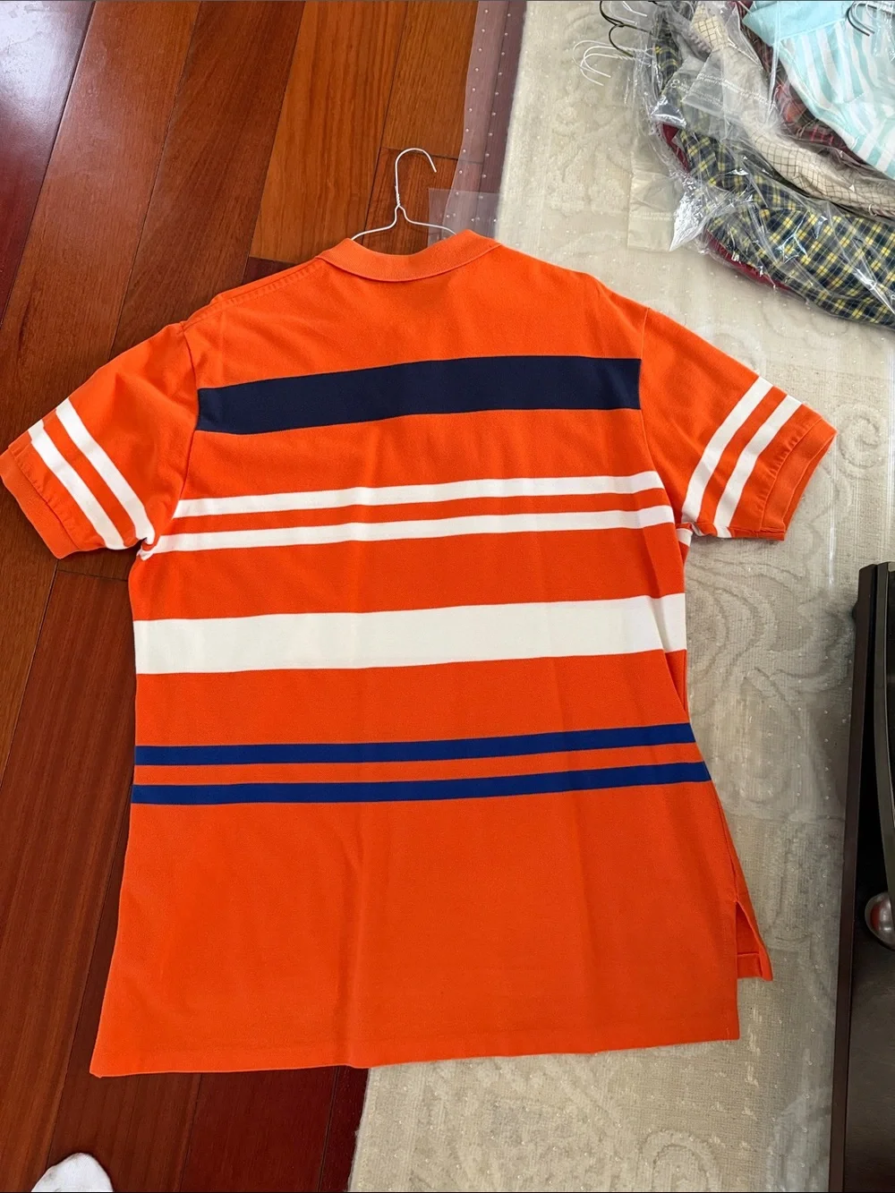 Ralph Lauren Orange Polo with Navy & White Stripes